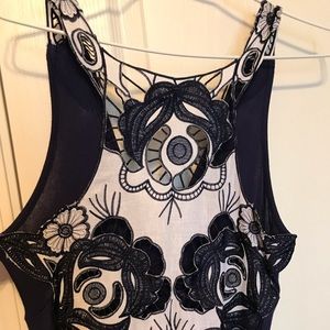 Navy blue dress with lace detail